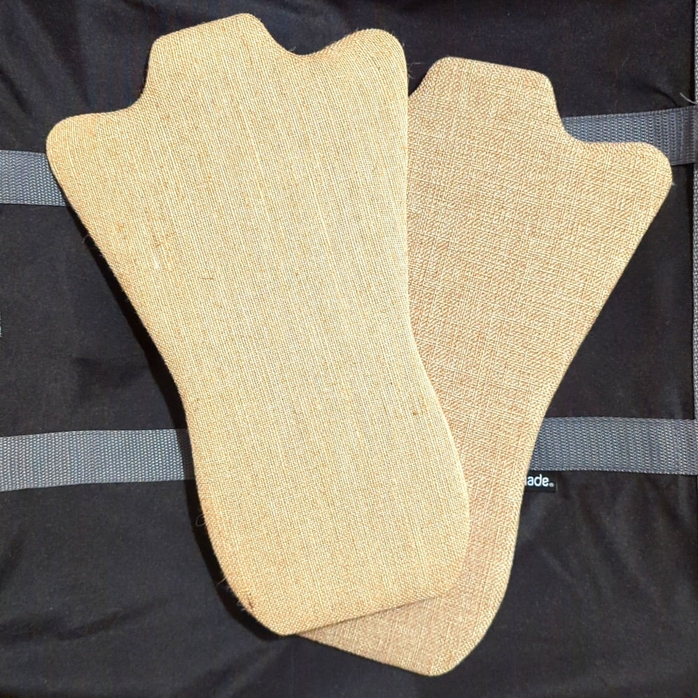 Pair burlap necklace display easels